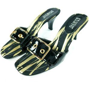 Franco Sarto Womens 7.5 Black and Gold Hardware